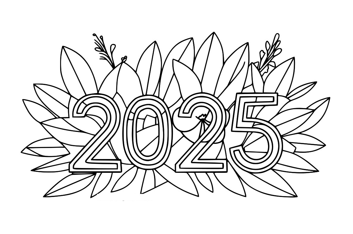 Happy New Year Coloring Pages 2025