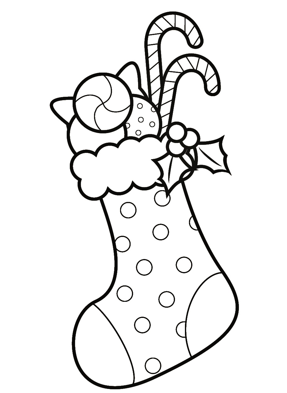 Kid’s Christmas Stocking Full of Gifts Coloring Pages