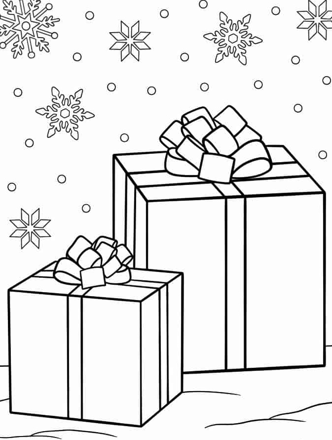 Large Christmas Presents To Color Coloring Page