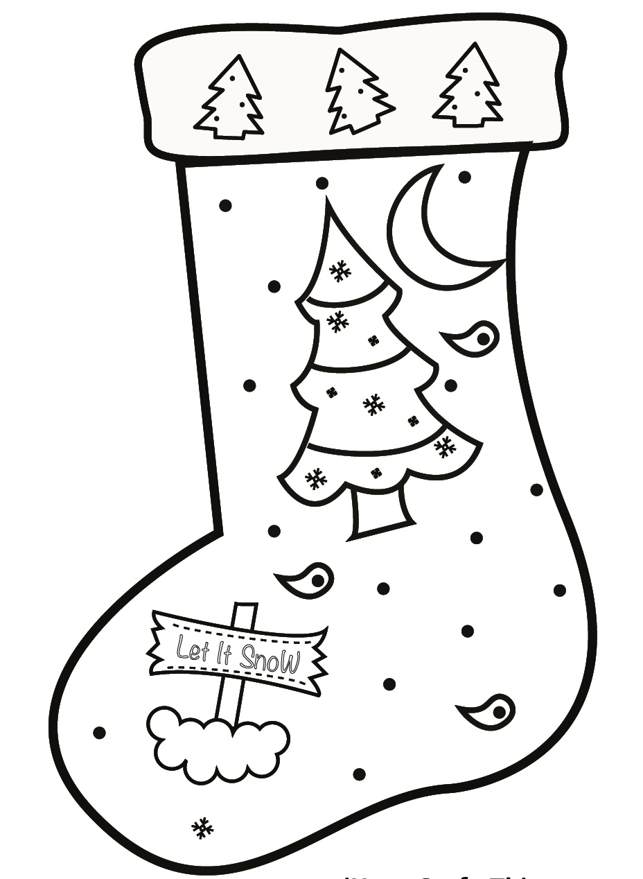 Let it Snow Christmas Stocking Coloring Pages