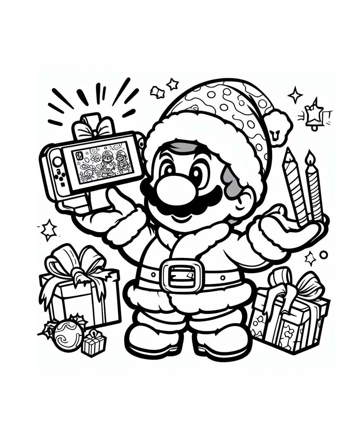 Mario Christmas Coloring Pages