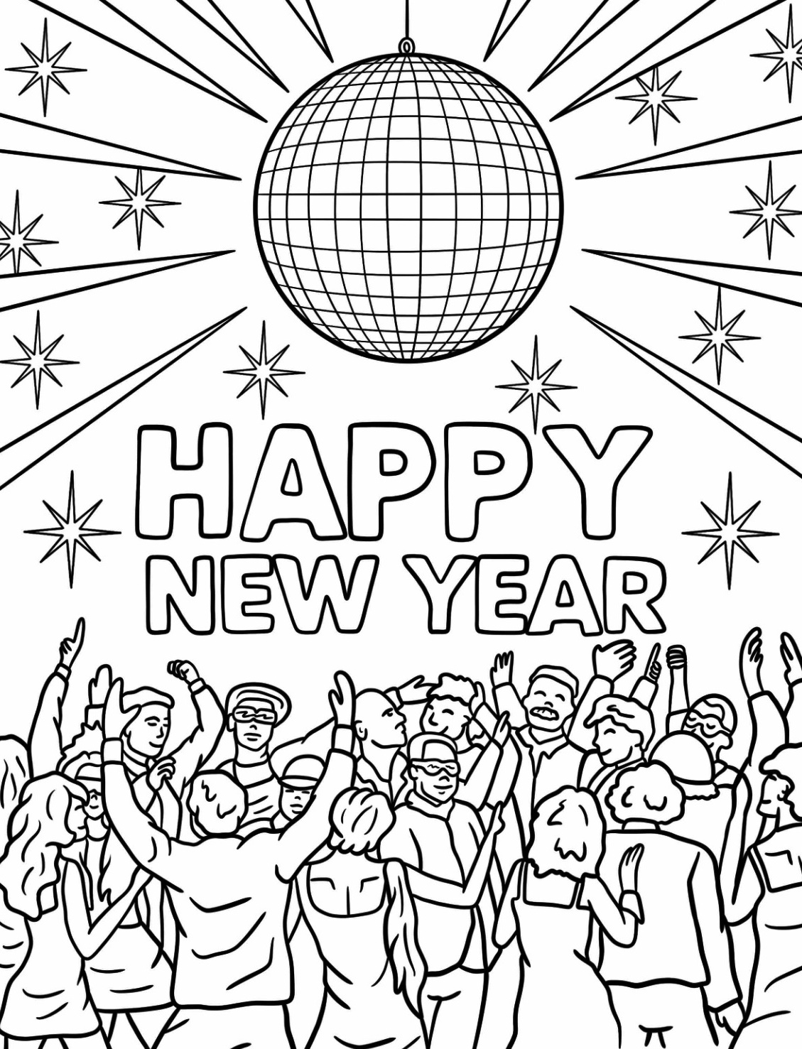 New Year’s Party Coloring Page