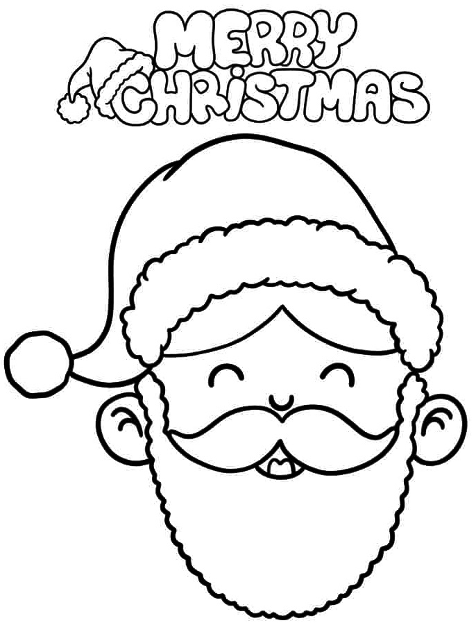 Santa Face To Color With Merry Christmas Coloring Page