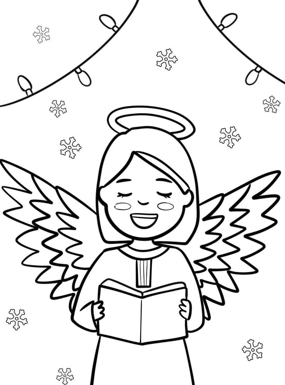 angel singing christmas coloring page