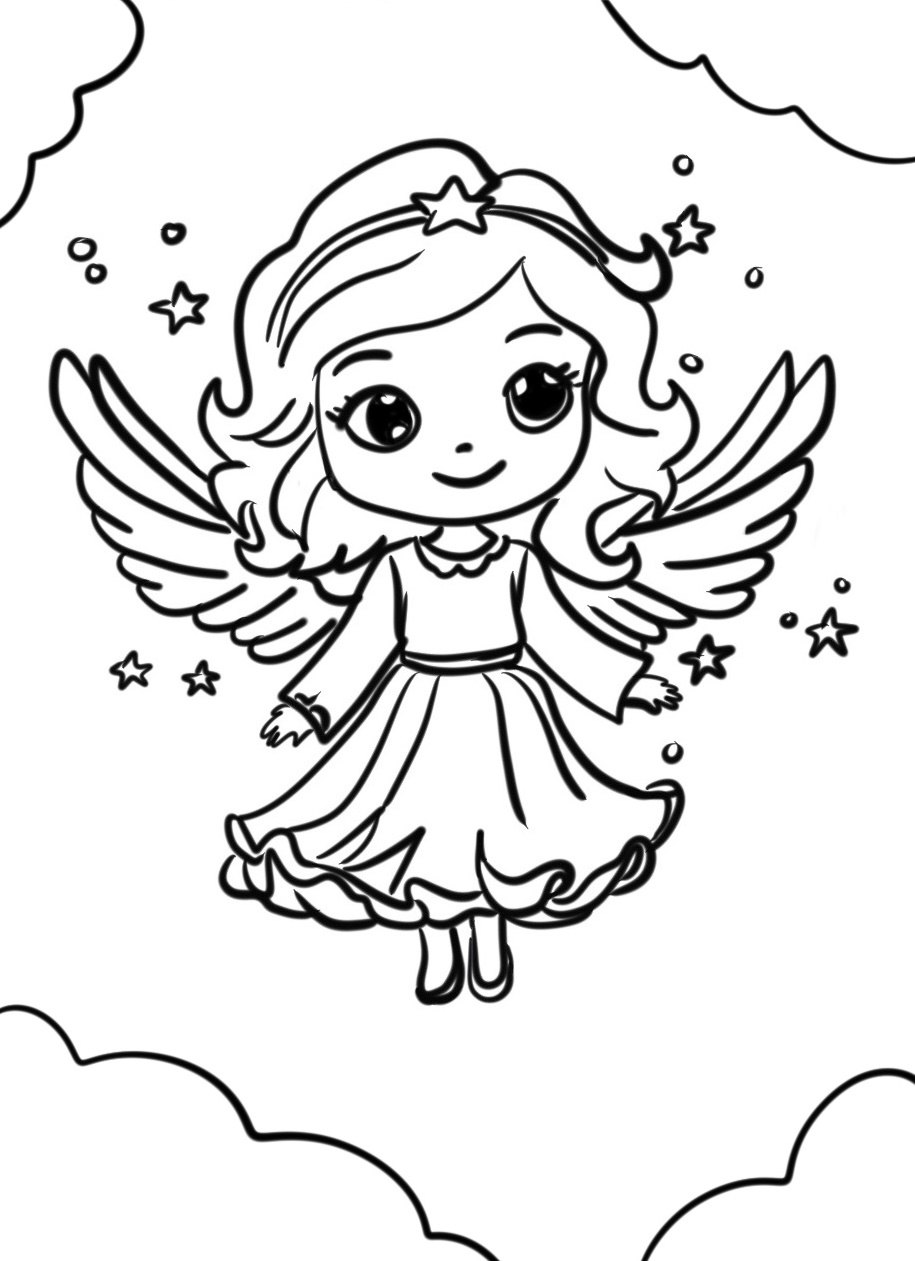 beautiful christmas angel coloring page