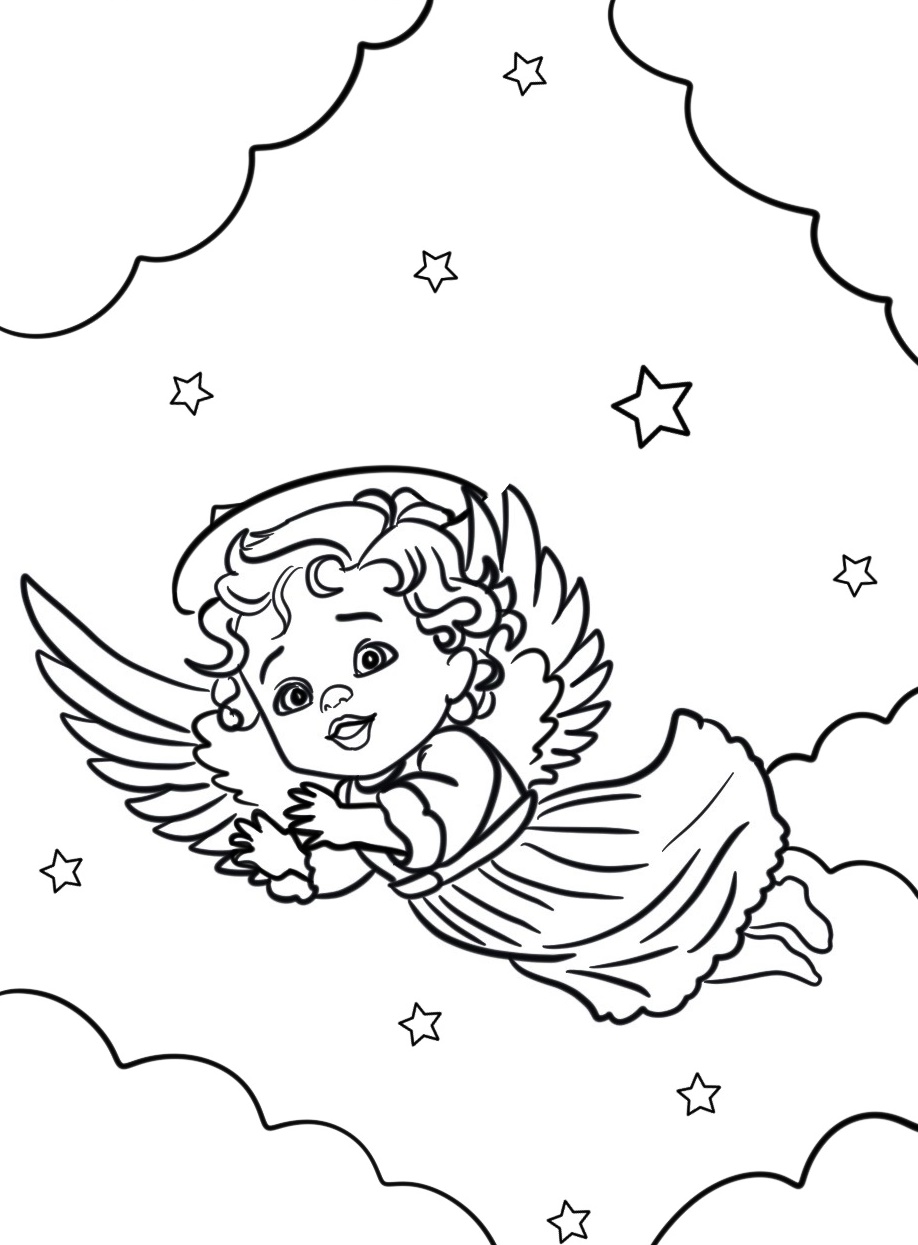 christmas angel coloring page for kids