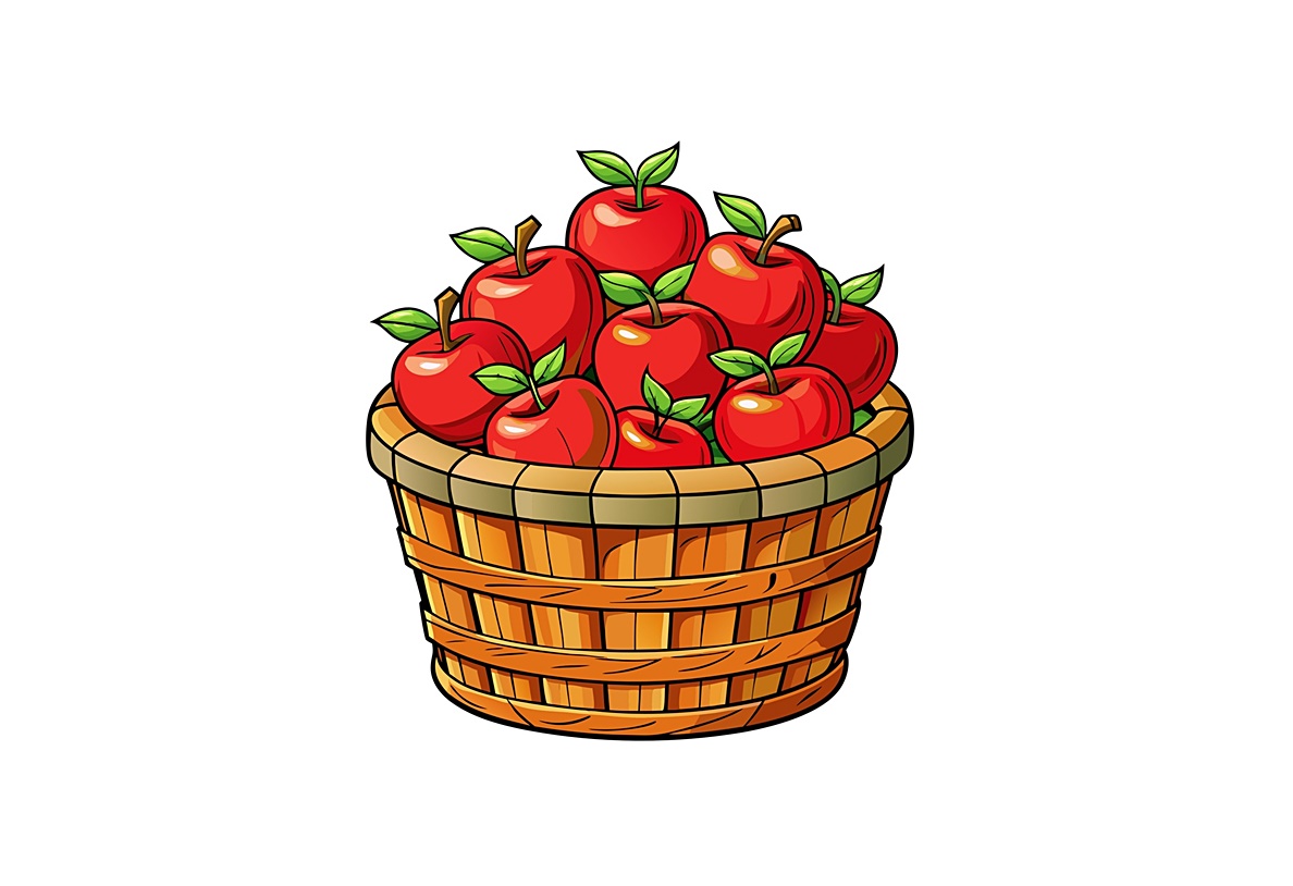 apple basket coloring images