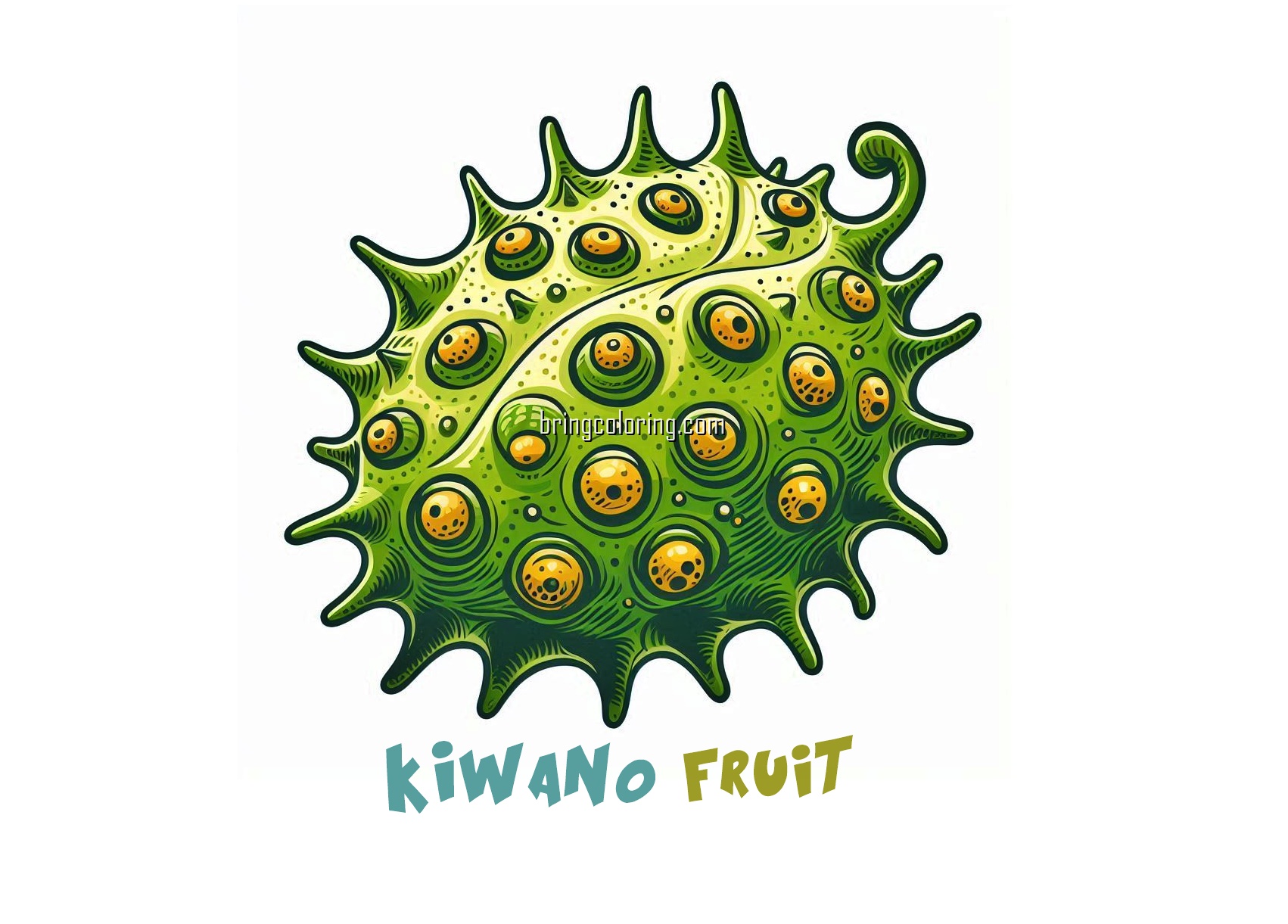 Unique Fruits from Africa, Kiwano Coloring Pages 4 image is kiwano fruit coloring