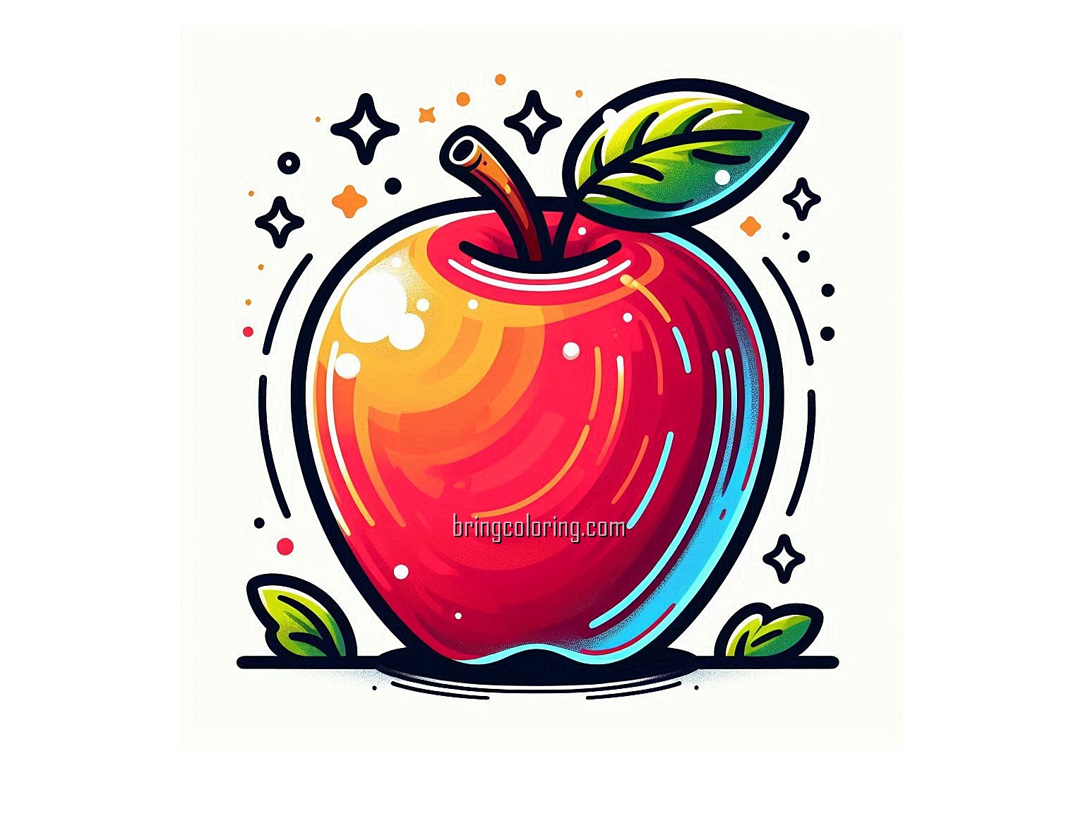 Delicious and Nutritious Fruit, Apple Coloring Pages for Kids 4 image of apple to color
