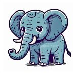Cute Baby Elephant Coloring Image