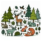 Forest Animal COloring Image