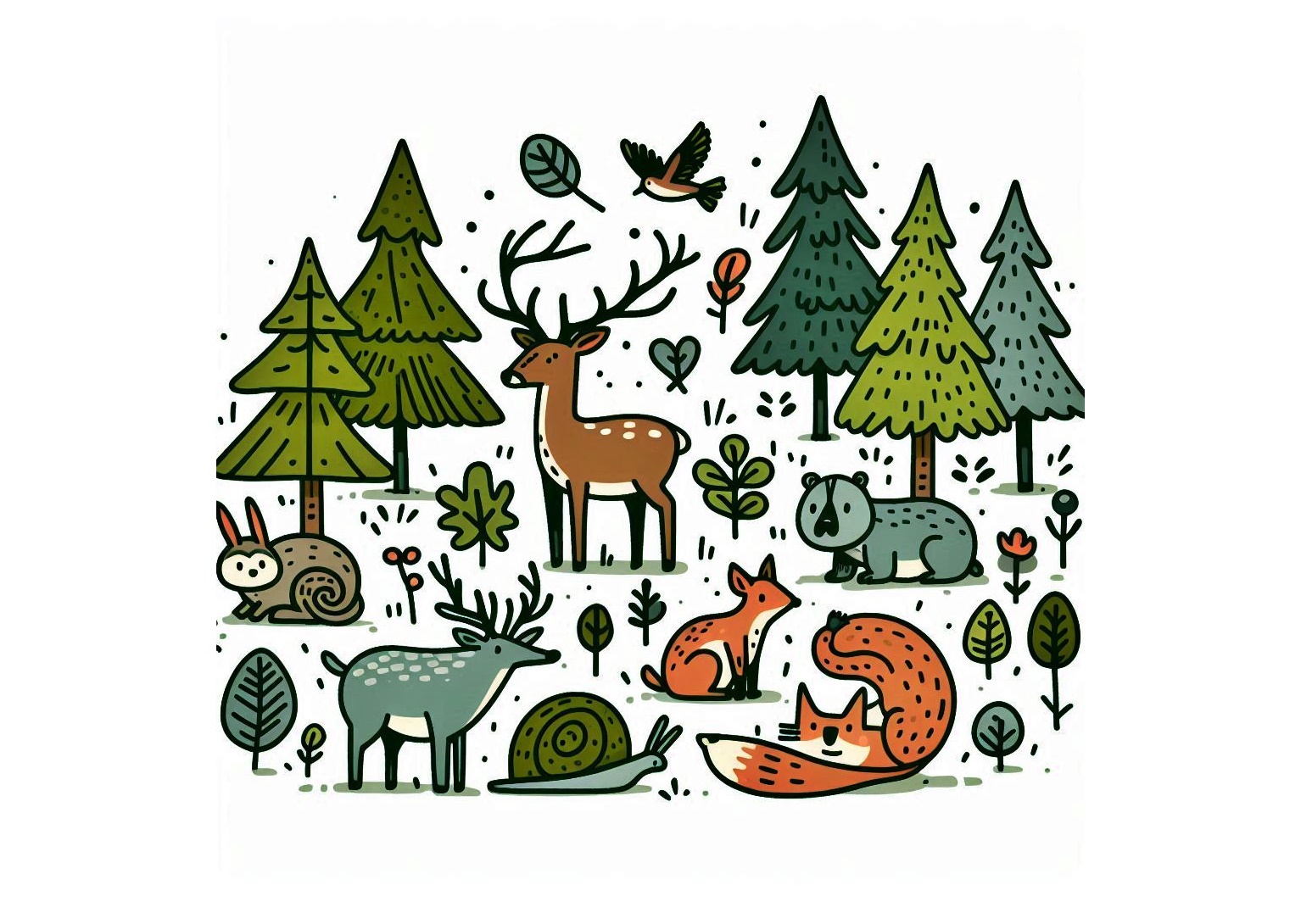 Forest Animal COloring Image