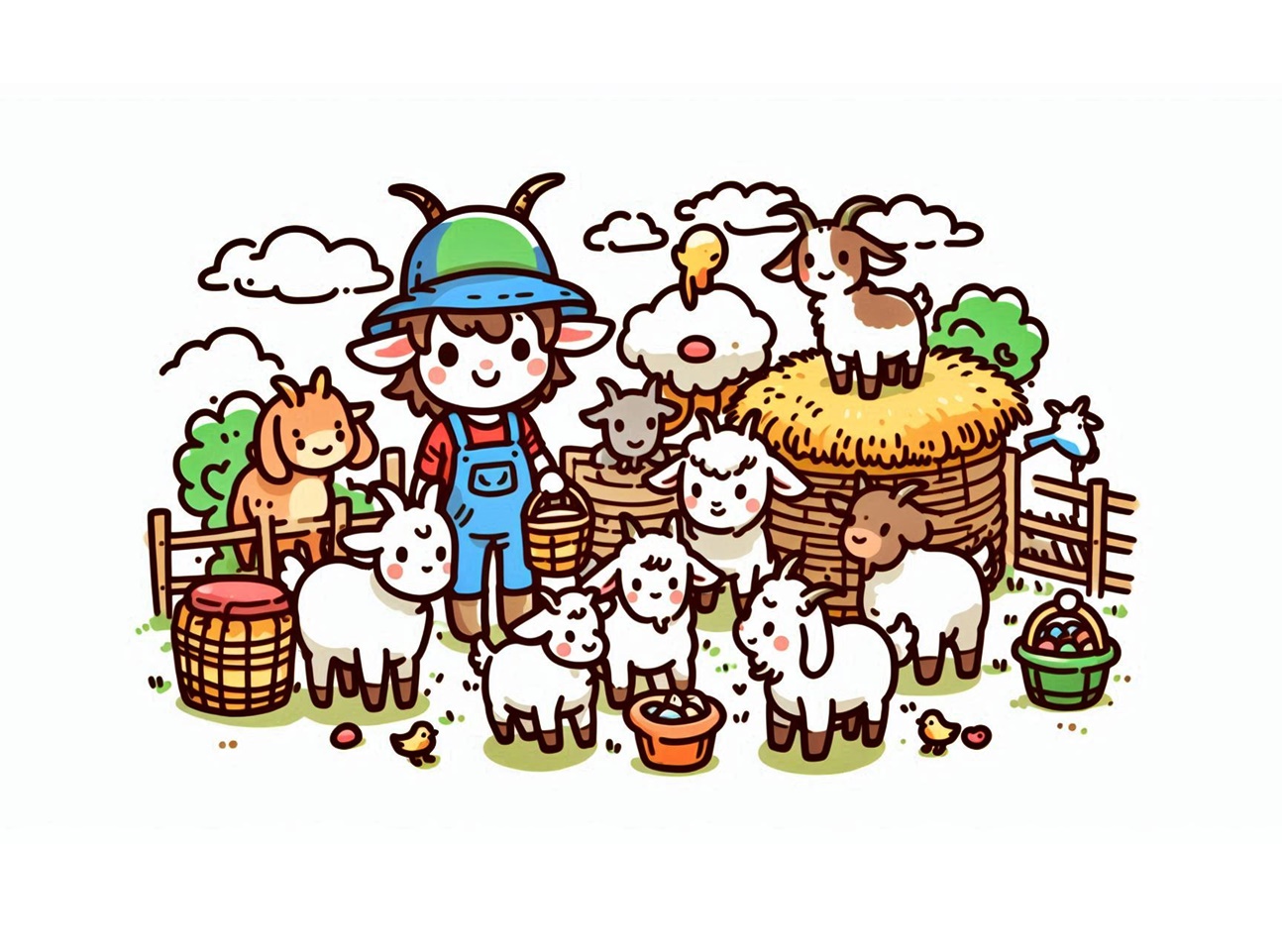 Goat Farming Coloring Image
