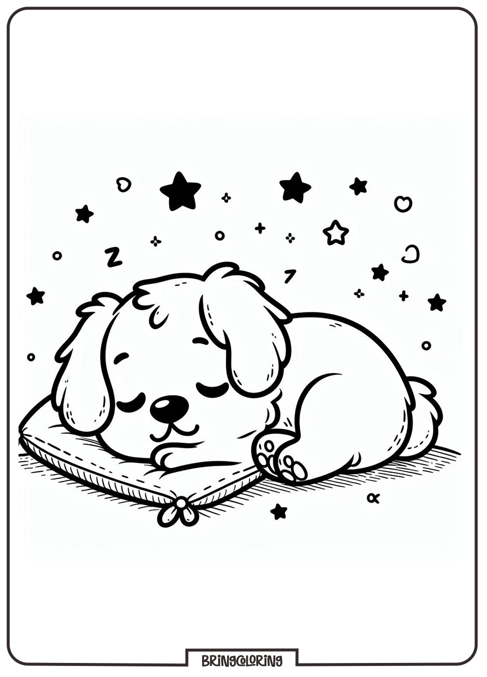 Relax with Adorable Sleeping Dogs Coloring Pages for Kids 3 Sleeping Dog Coloring Page