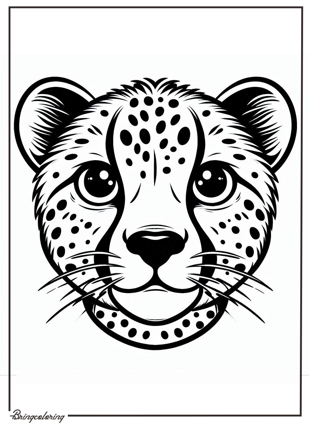 Cheetah Face Coloring Pages for Kids 2 cheetah face coloring pages for kids