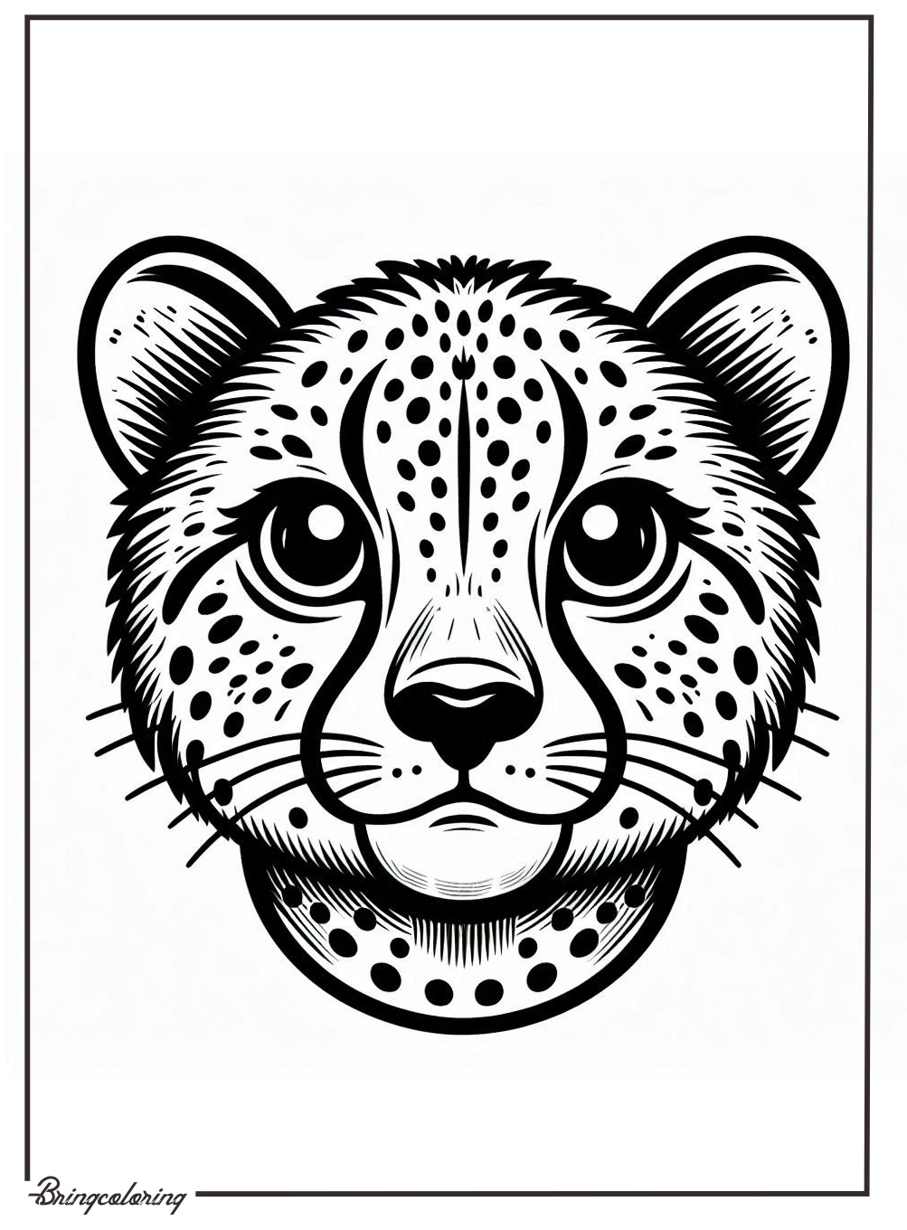 Cheetah Face Coloring Pages for Kids 3 cheetah face coloring pages