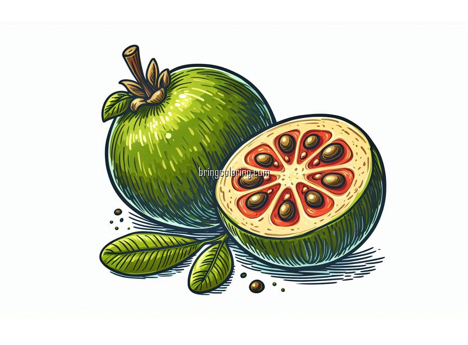 image of feijoa fruit coloring