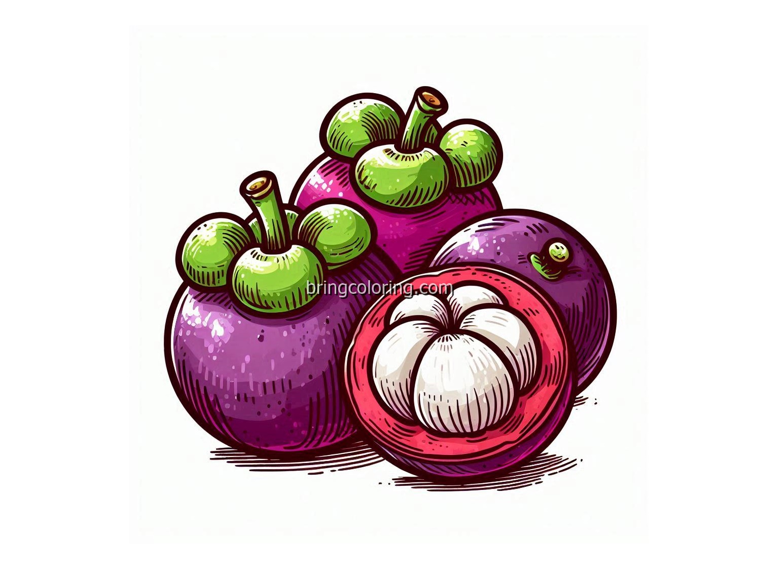 Fresh Tropical Fruits Mangosteen Coloring Pages 4 image of mangosteen coloring
