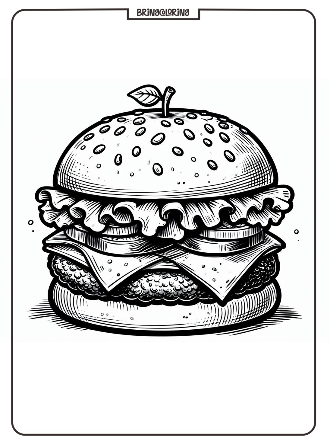 Delicious Burger Coloring Pages for Kids 1 Burger Coloring Page Online