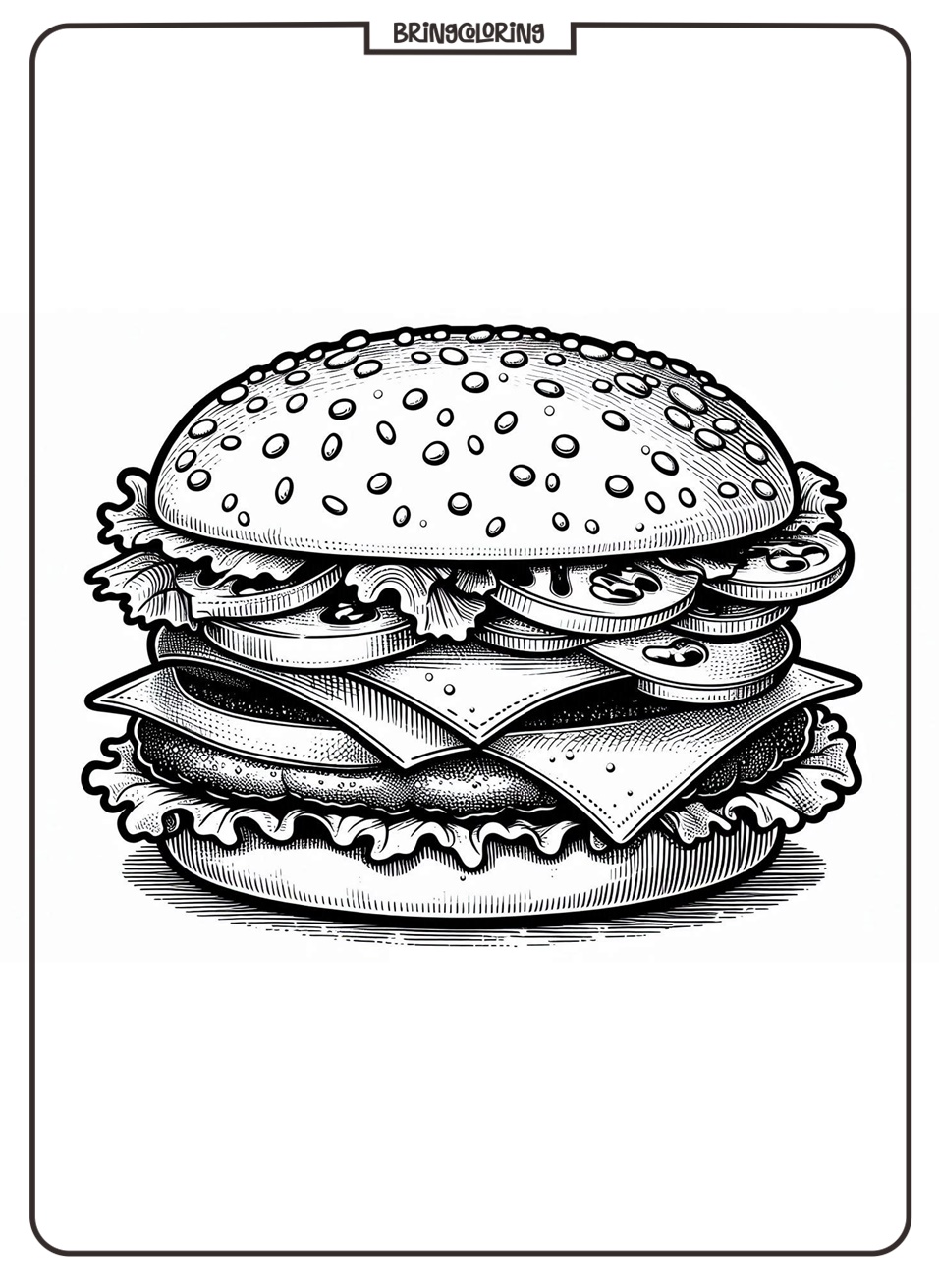 Delicious Burger Coloring Pages for Kids 3 Burger Food Coloring Page Online