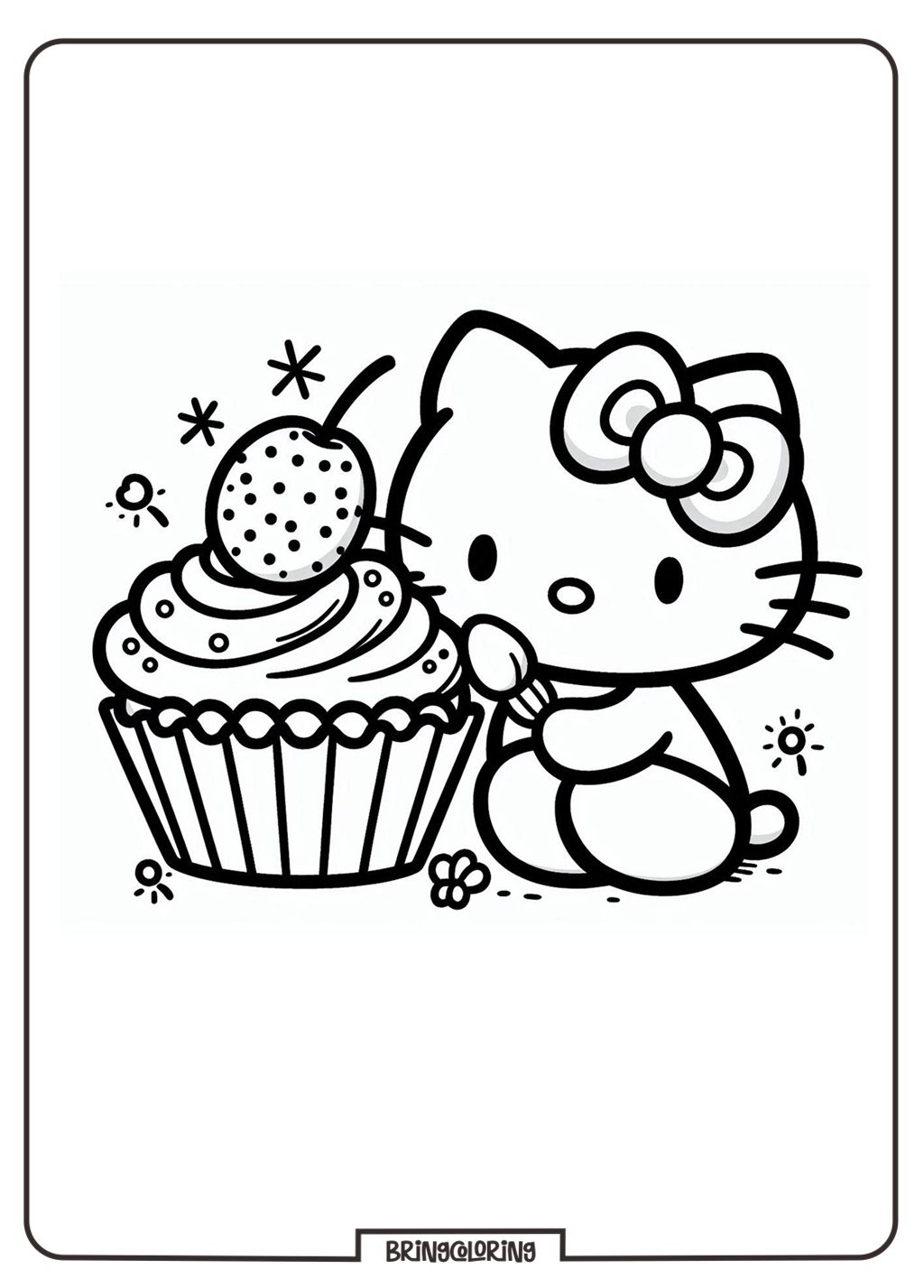 Cupcake with Hello Kitty Coloring Page for Kids 1 Cupcake Hello Kitty Coloring Online for kids