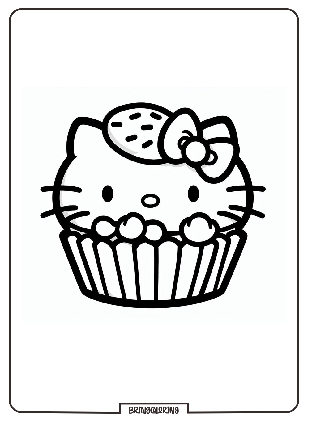 Cupcake with Hello Kitty Coloring Page for Kids 3 Cupcake Hello Kitty Coloring Pages