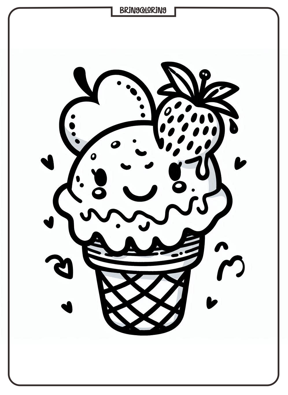 Sweet and Colorful Ice Cream Coloring Pages for Kids 3 Ice Cream Coloring Pages Online for Kid