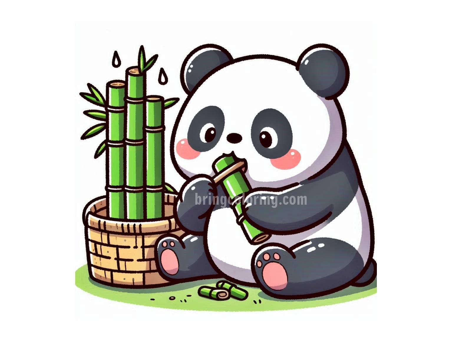 Image Panda Eat Bamboo Coloring