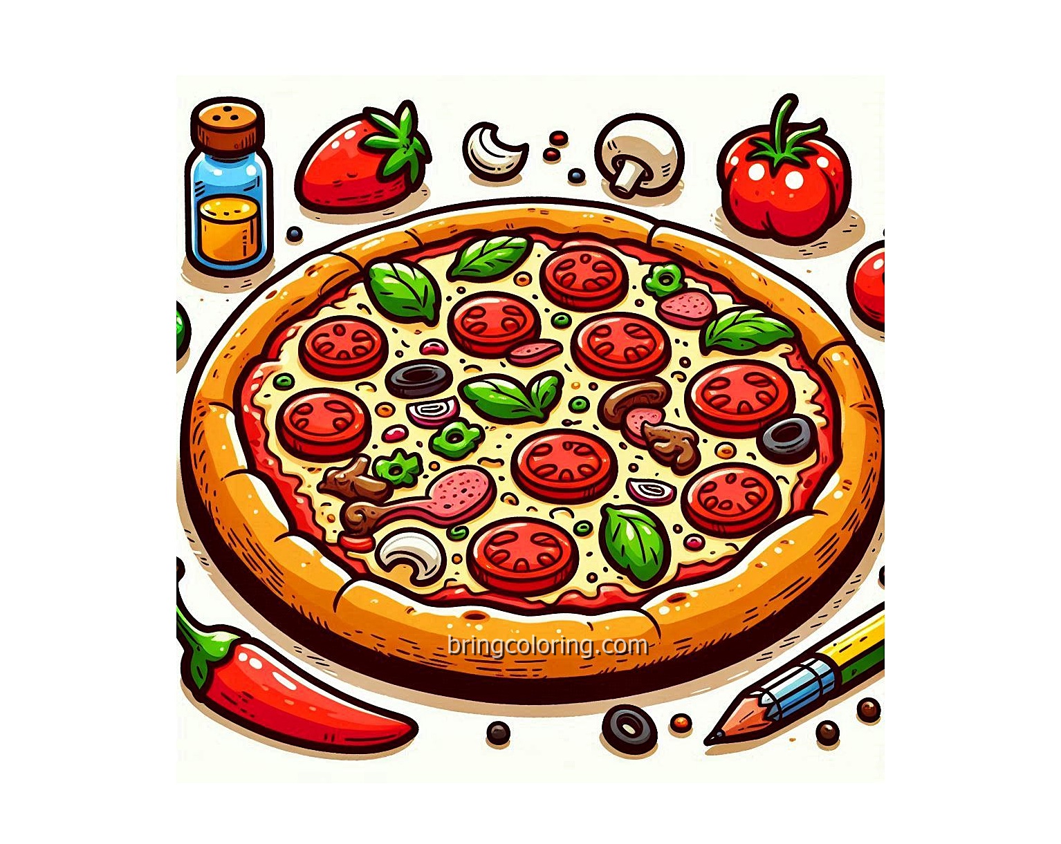 Delicious Pizza Coloring Pages for Kids 4 Image is Pizza Coloring