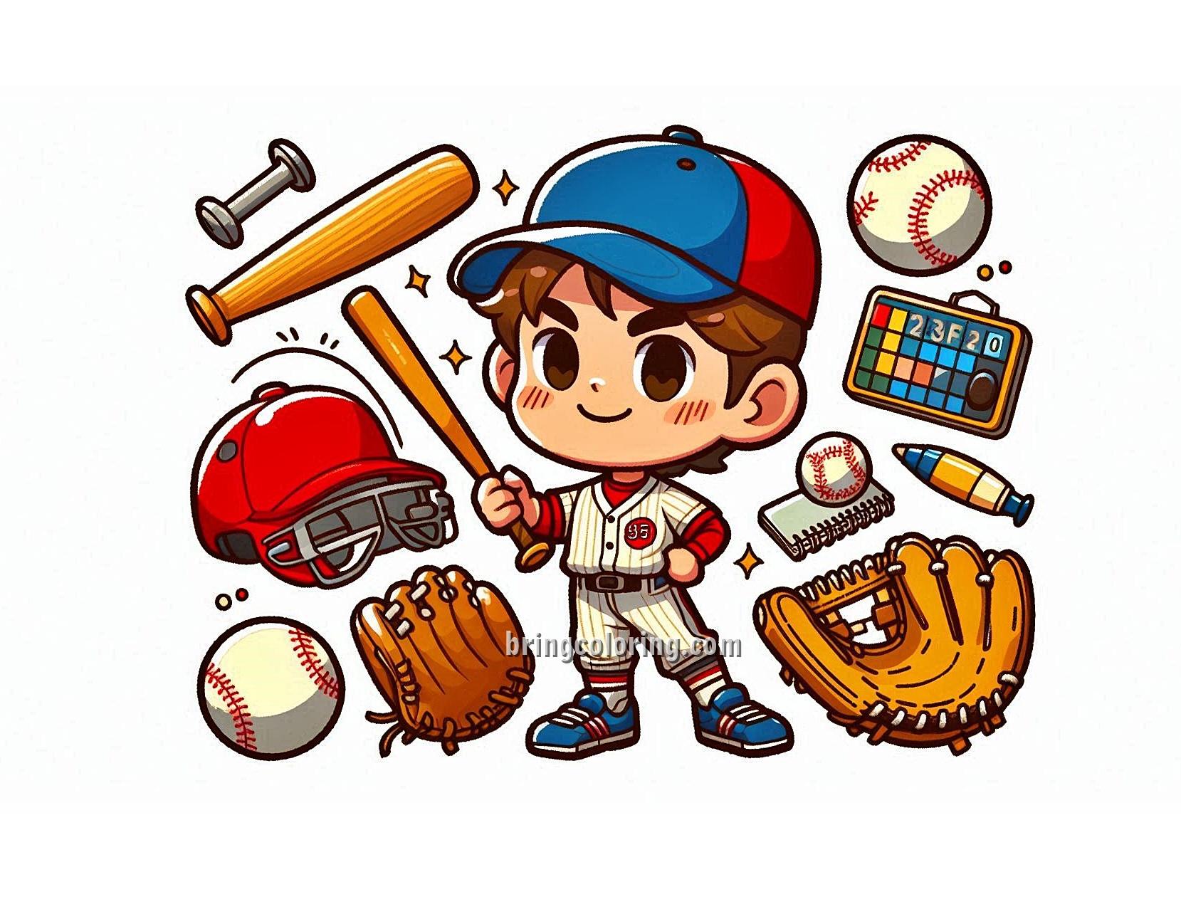 Play Ball with Baseball Fun! 4 Image of Baseball Equipment Coloring
