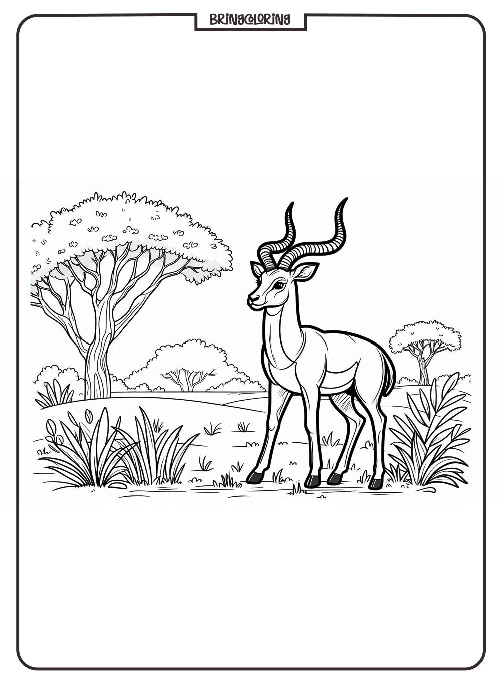 Welcome to our Impala Coloring Pages for Kids 2 Impala coloring page online