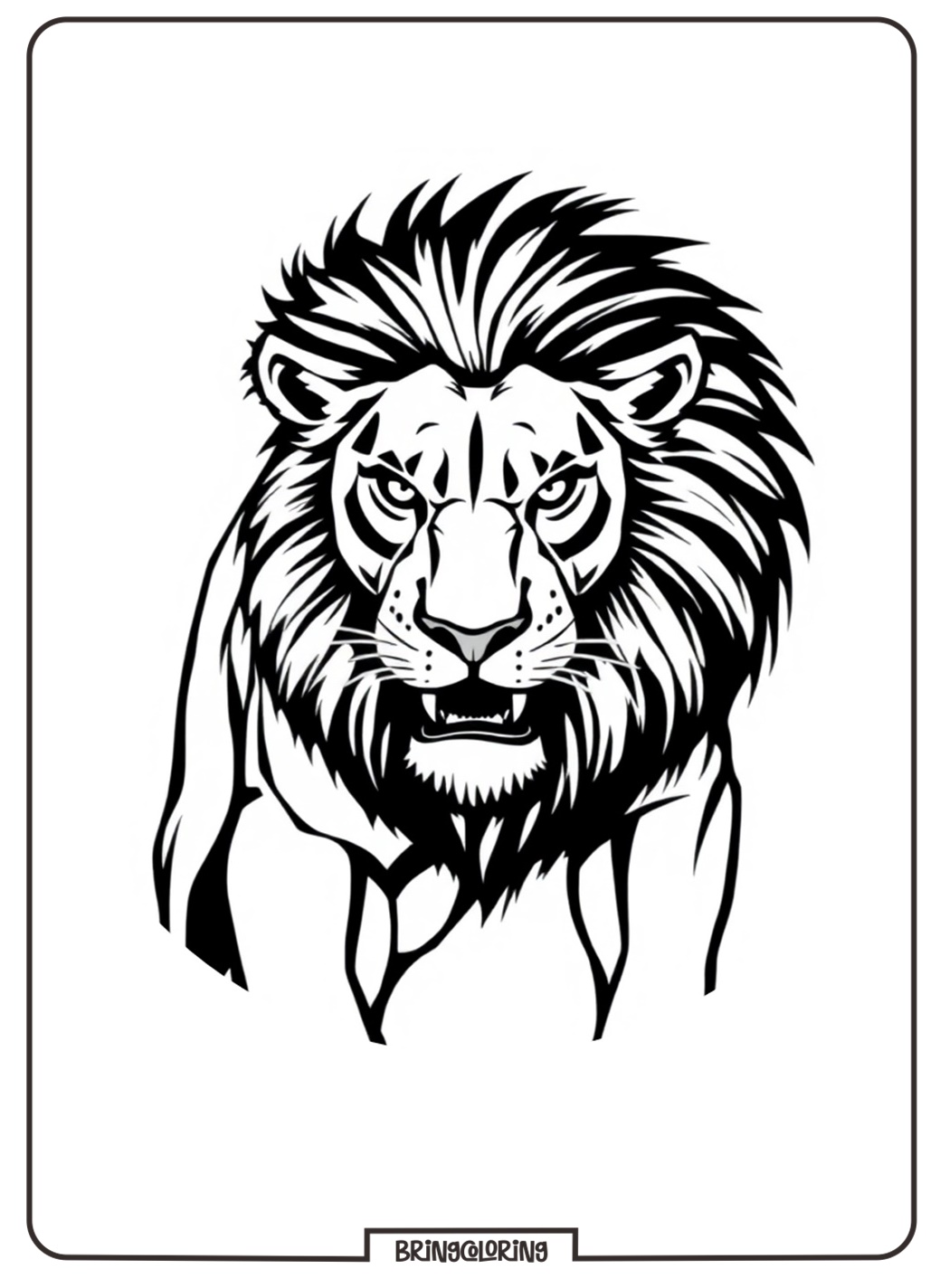 Lion Head Coloring Pages for Kids 3 Lion Head Coloring Page