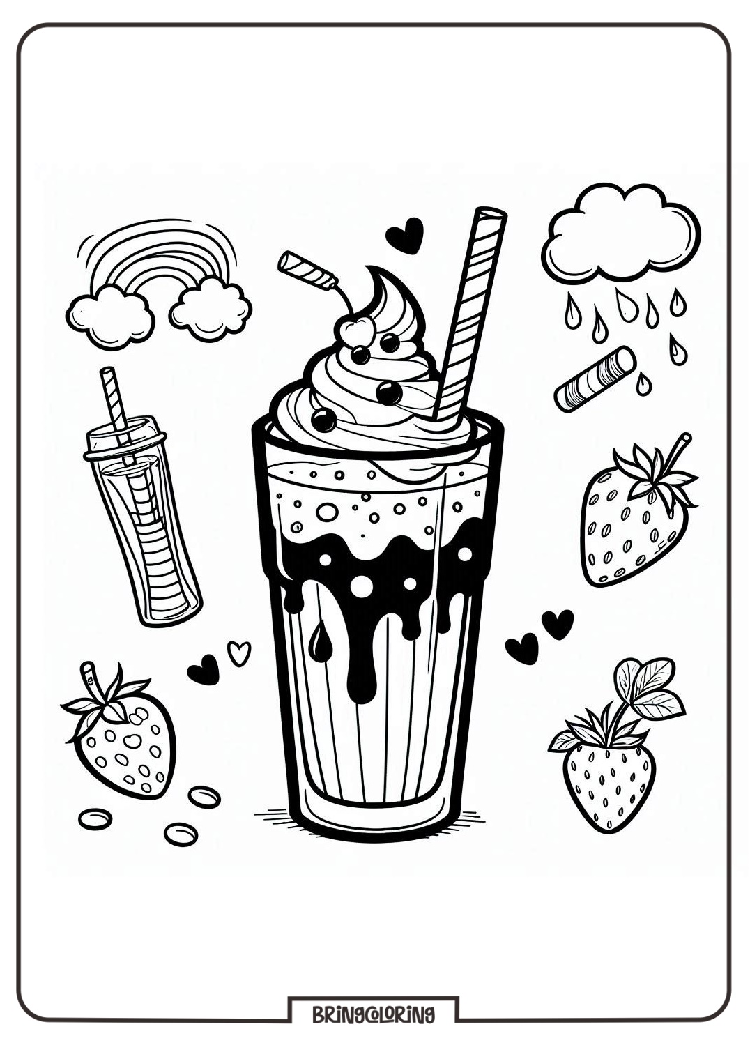 Milkshake Drink Coloring Page Online for Kids