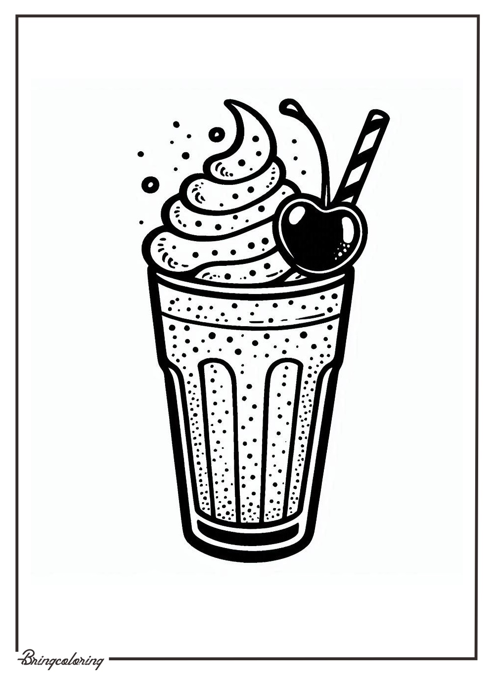 Milkshakes with Cherries on Top Look Extra Yummy and Fun! 2 Milkshake drink with cherry coloring pages