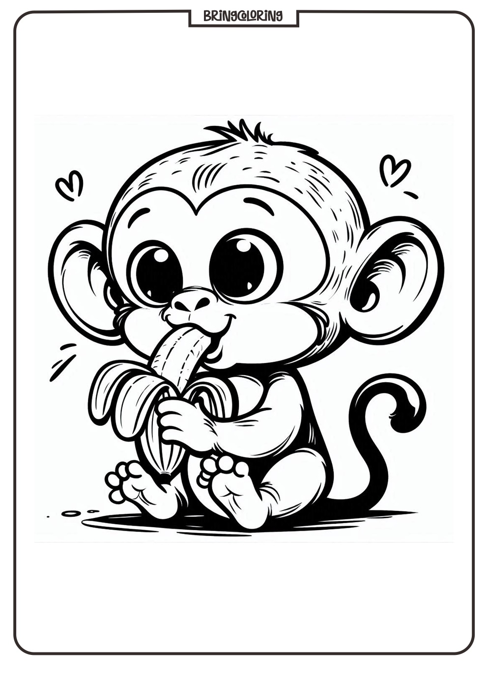 Monkey Eat Banana Coloring Pages