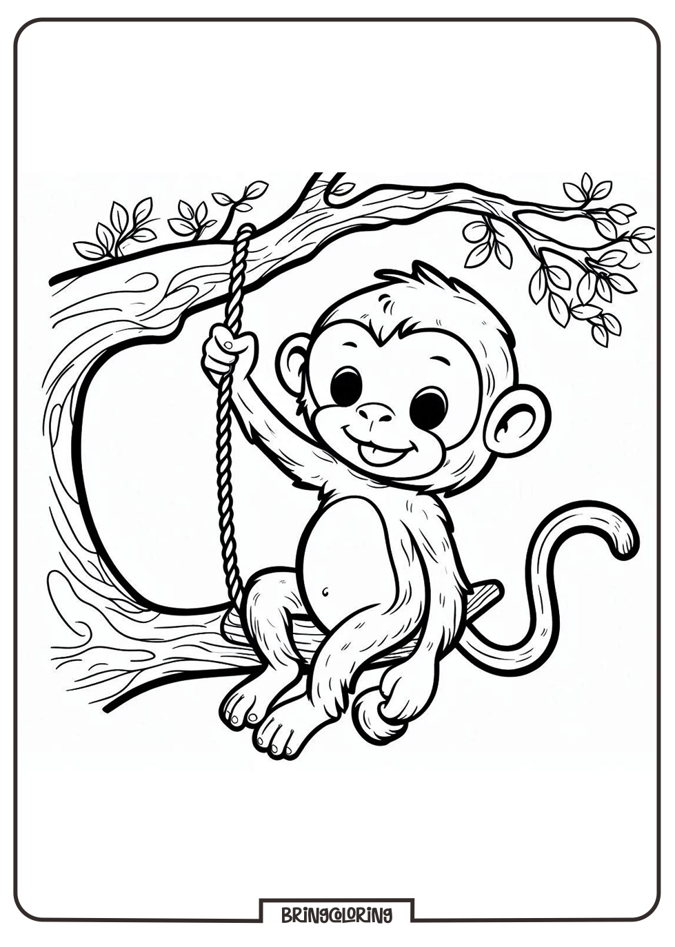 Monkey Playing in the Tree Coloring Pages for Kids 2 Monkey in The tree Coloring Page for Kids