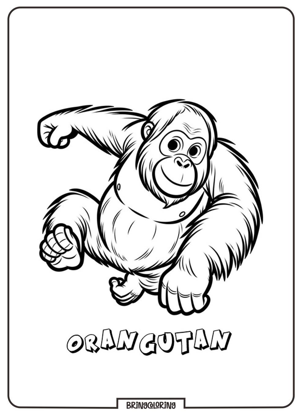Friendly Animals Orangutan Coloring Page for Kids 3 Orangutan Coloring Pages Online