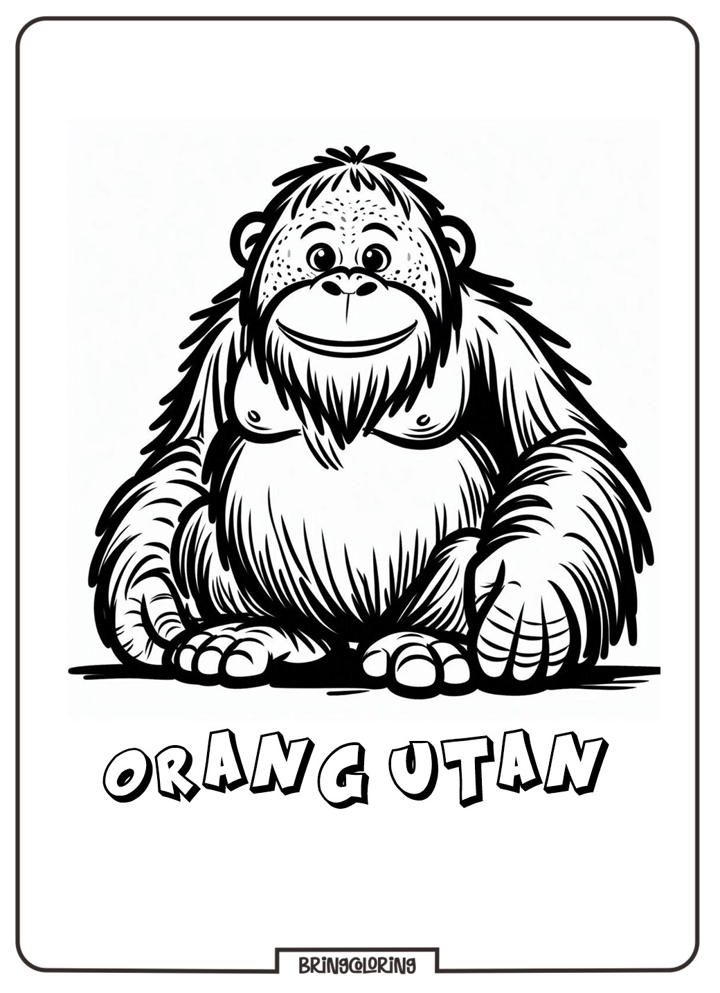 Friendly Animals Orangutan Coloring Page for Kids 2 Orangutan Coloring Pages for Kids