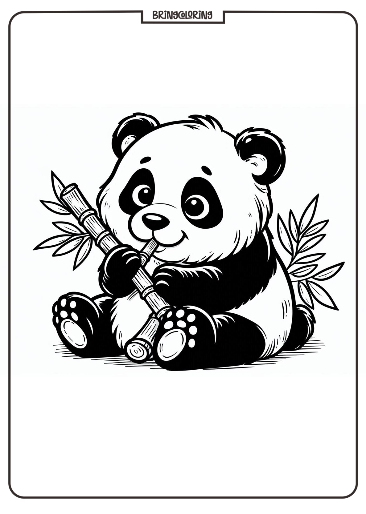 Panda Eat Bamboo Coloring Page for Kids