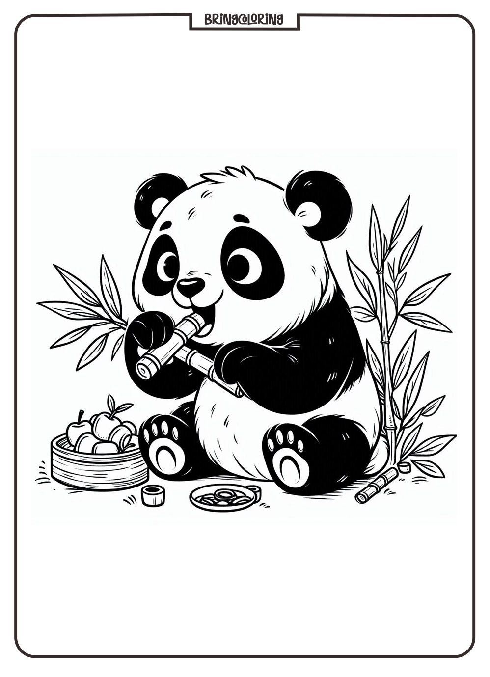 Panda Eat Bamboo Coloring Pages for Kids