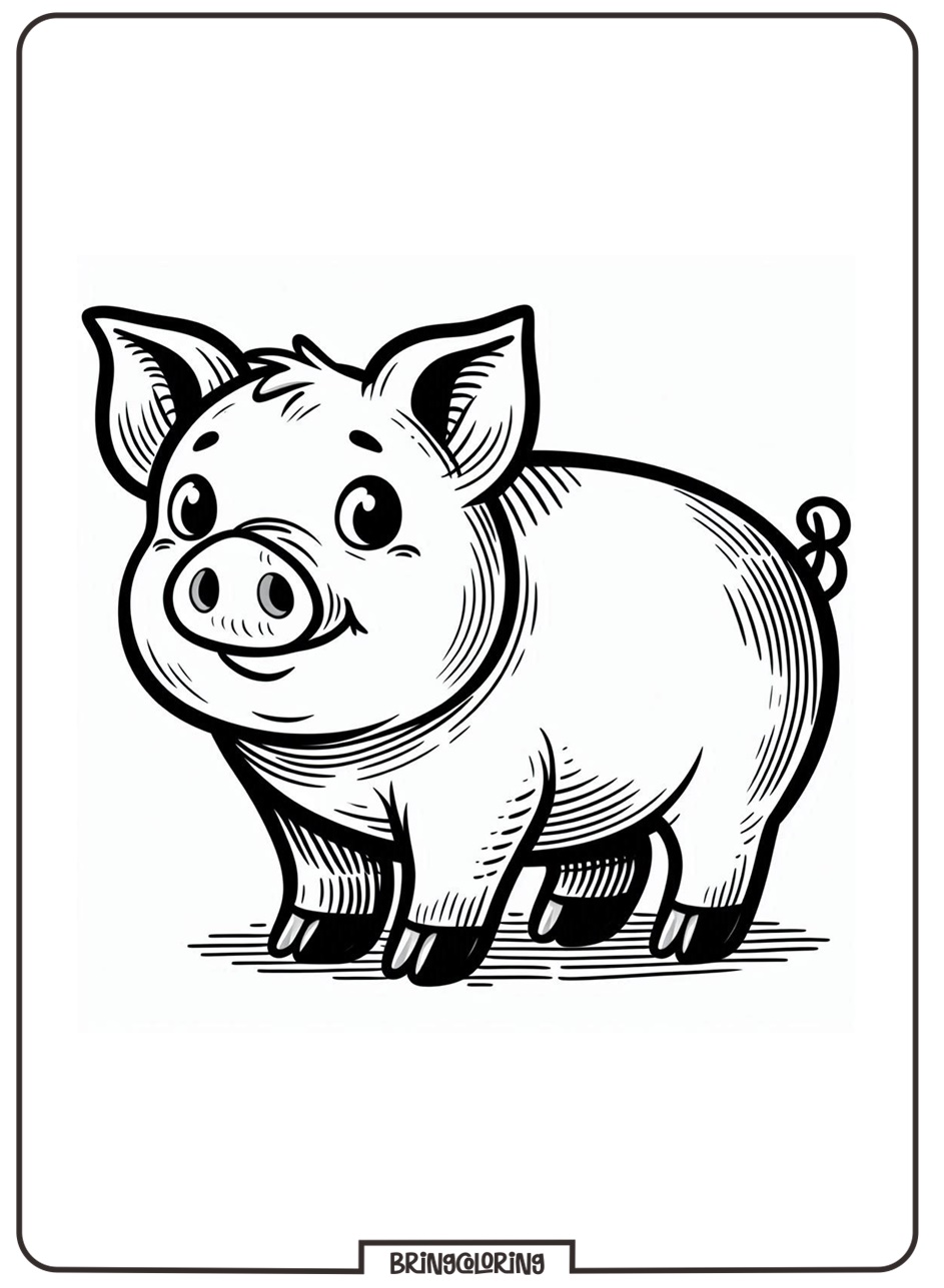 Cheerful Farm Animals Pig Coloring Pages for Kids 2 Pig Coloring page for kids