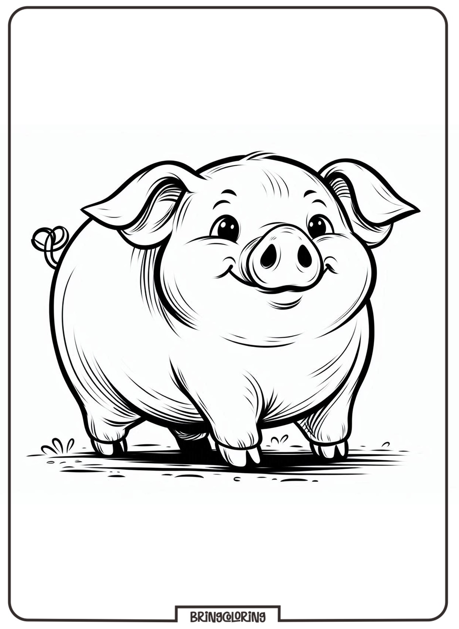 Cheerful Farm Animals Pig Coloring Pages for Kids 3 Pig Coloring pages for kid