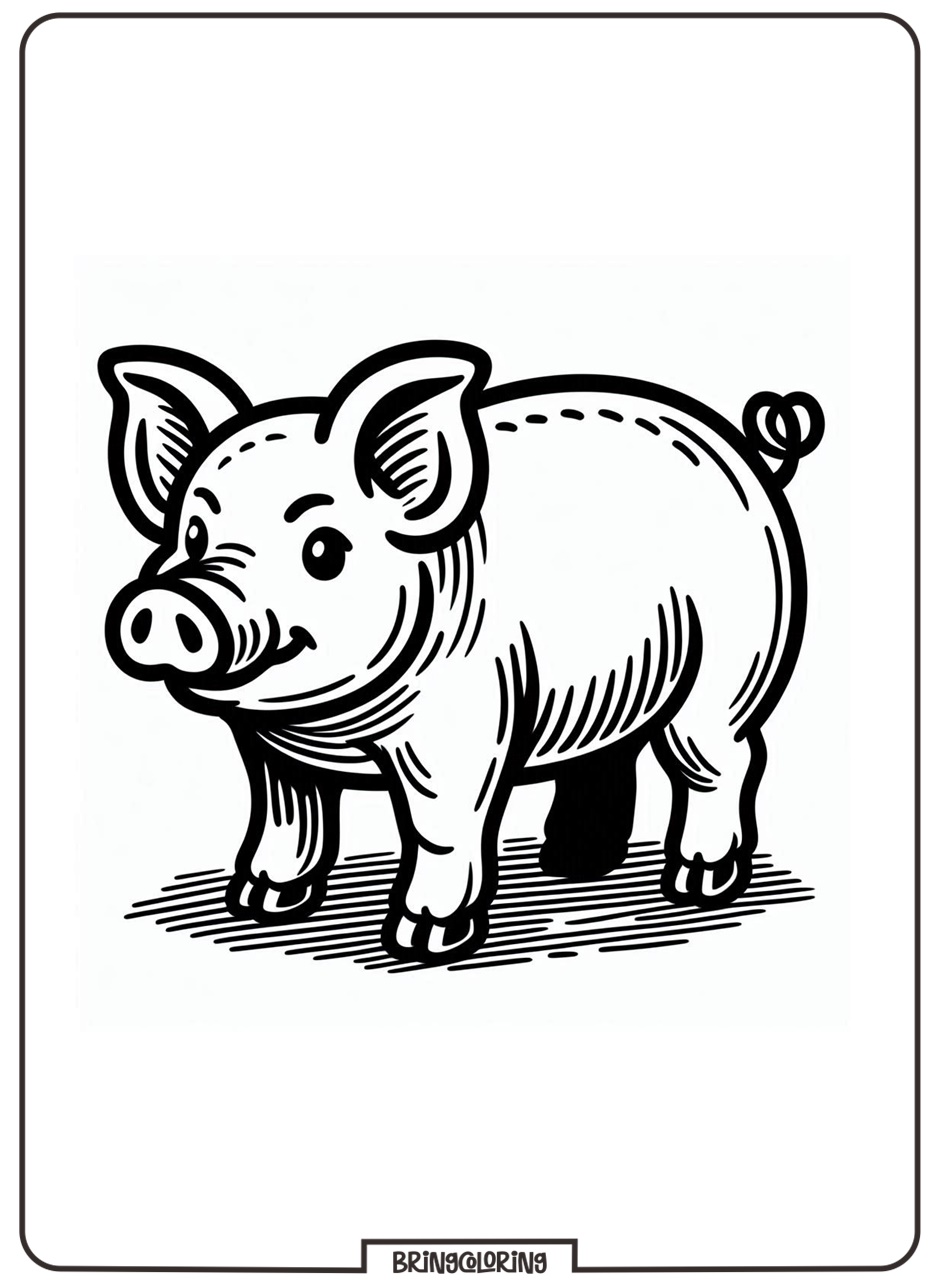 Cheerful Farm Animals Pig Coloring Pages for Kids 4 Pig Coloring pages for kids