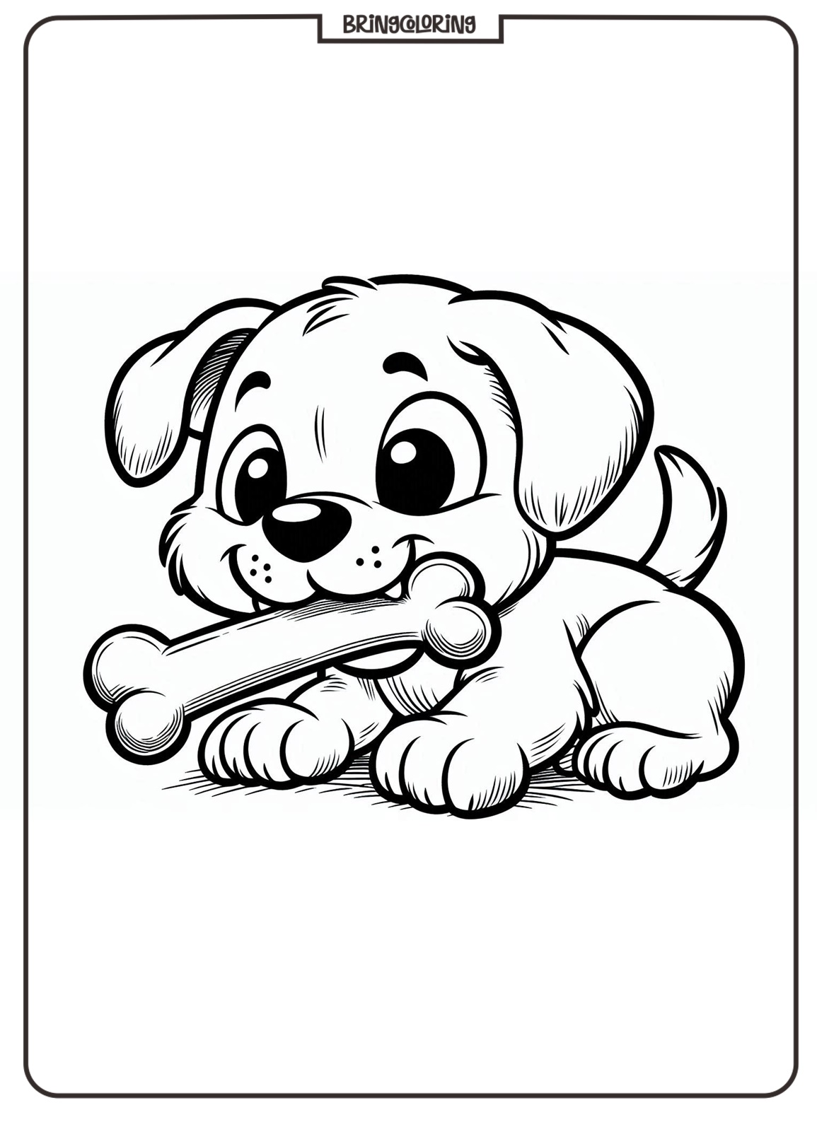 Puppy Biting Bone Coloring Pages 2 Puppy Biting Bone Coloring Pages