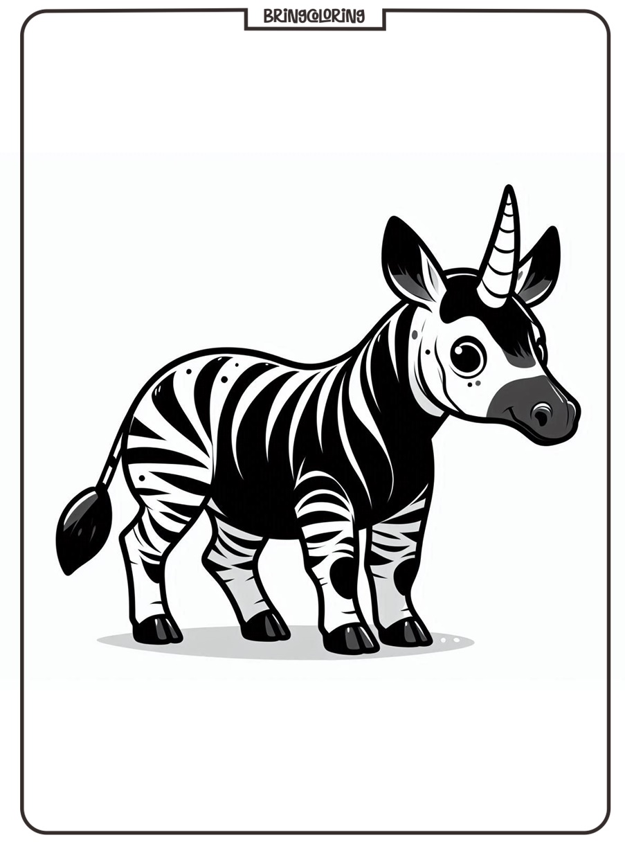 animal okapi coloring page for kids
