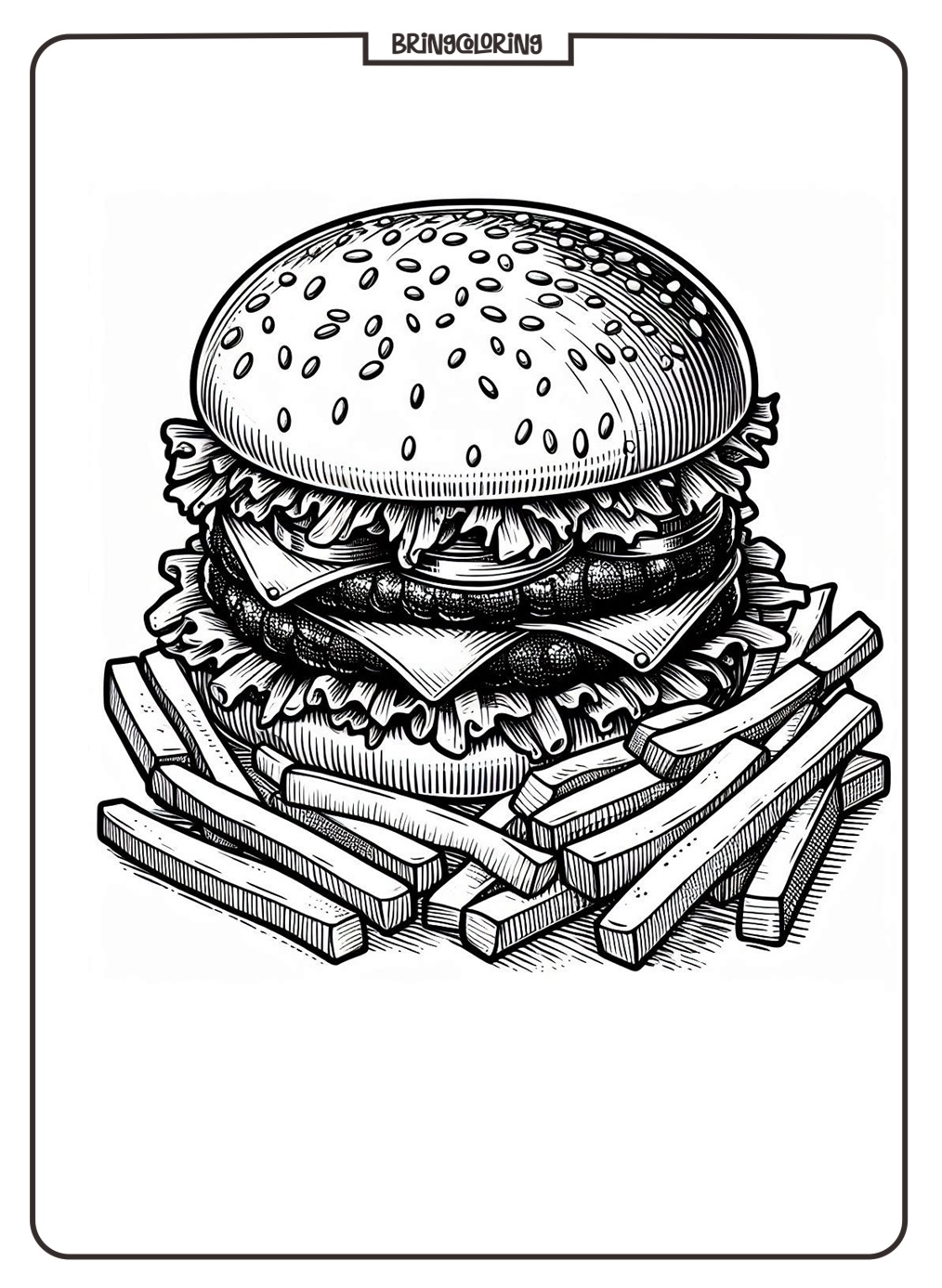 Burger with Fries Coloring Pages for Kids 2 burger with fries coloring pages online for kids
