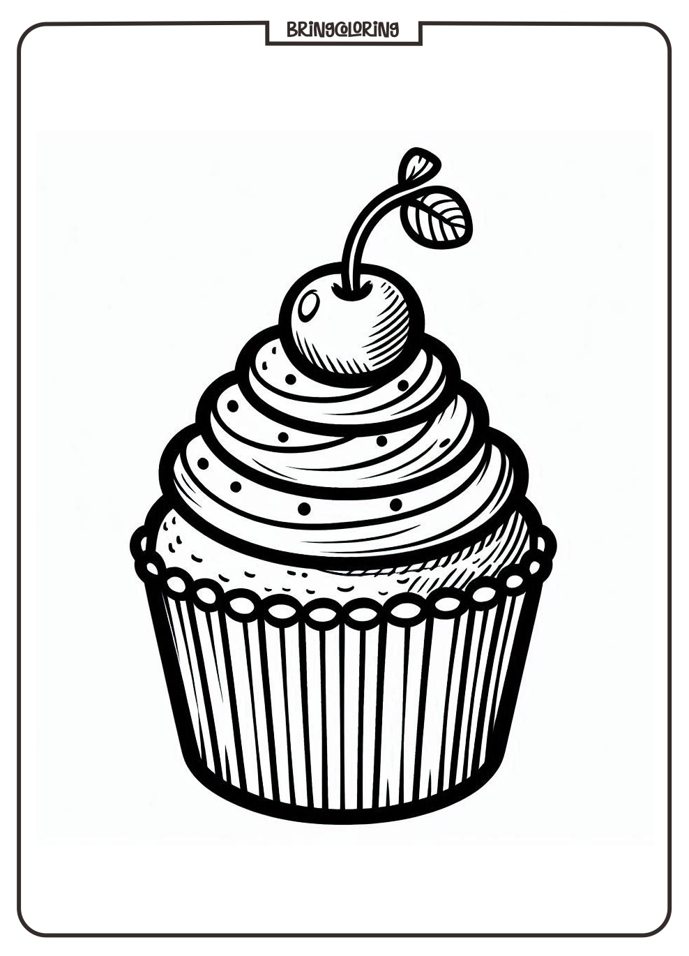 Cupcake with Cherry Coloring Pages for Kids 1 coloring page of cupcake with cherry