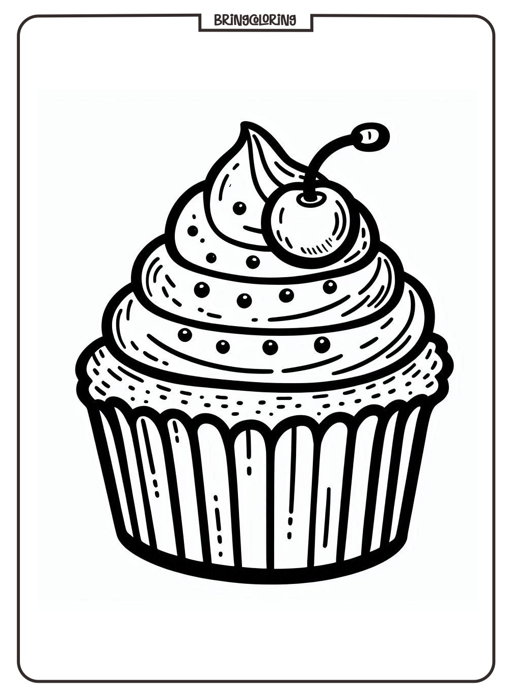 Cupcake with Cherry Coloring Pages for Kids 2 coloring pages of cupcake with cherry