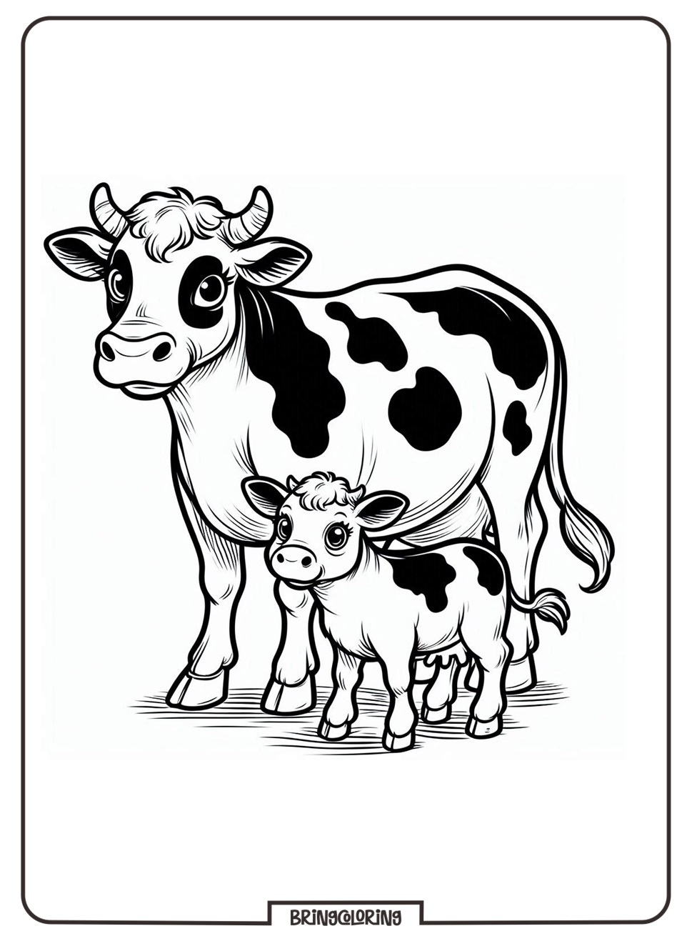 Cow and her Calf Coloring Pages for Kids 1 cow and calf coloring online page