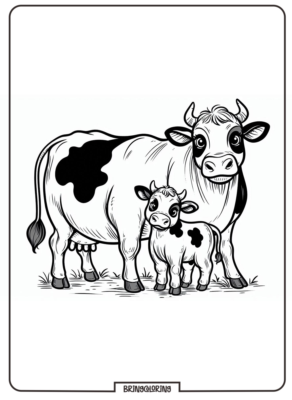 Cow and her Calf Coloring Pages for Kids 2 cow and calf coloring online pages bringcoloring.com